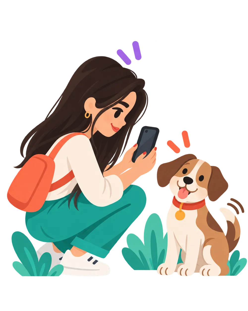 Chica encontrando a su perro con la app